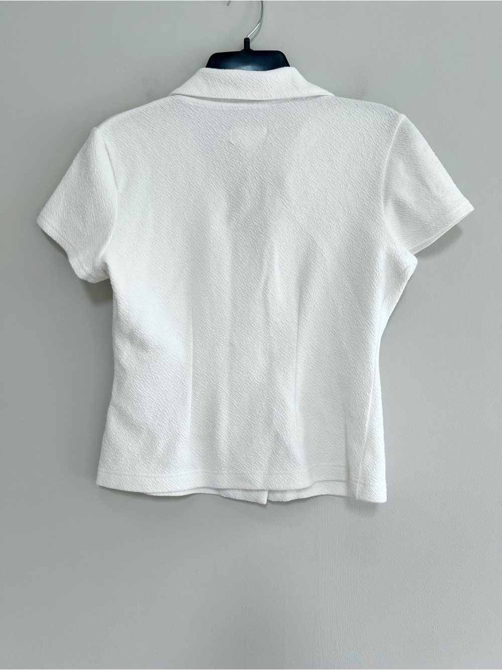 Maeve Anthropologie Notched Lapel Crinkle Button Front Short Sleeve Top White,S - Picture 3 of 11